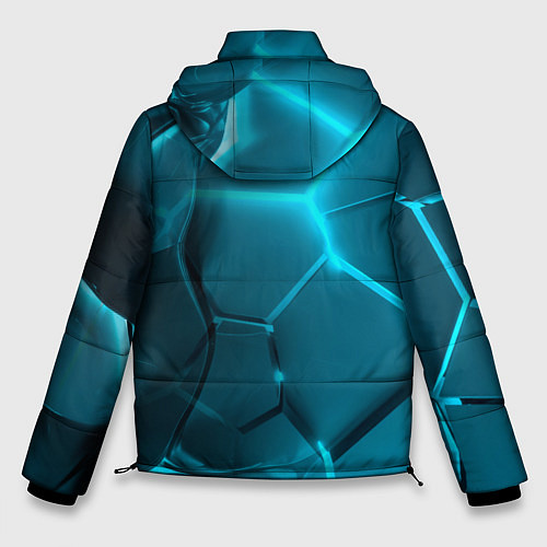 Мужская зимняя куртка Неоновые холодные голубые плиты в разломе / 3D-Светло-серый – фото 2