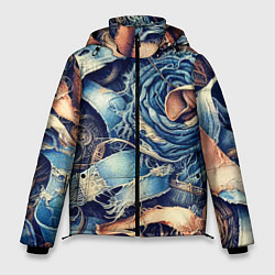 Куртка зимняя мужская Джинсовая рванина - модный тренд, цвет: 3D-красный