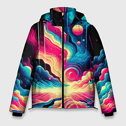 Мужская зимняя куртка Neon space fantasy - ai art