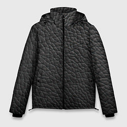 Куртка зимняя мужская Кожа черная, цвет: 3D-светло-серый