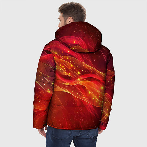 Мужская зимняя куртка Красные и оранжевые линии с золотым блеском / 3D-Красный – фото 4