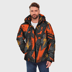 Куртка зимняя мужская Яркий абстрактный узор для спорта, цвет: 3D-черный — фото 2