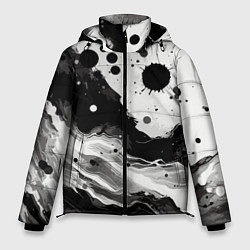 Куртка зимняя мужская Чёрно-белая абстракция - кляксы, цвет: 3D-черный