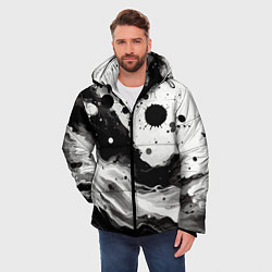 Куртка зимняя мужская Чёрно-белая абстракция - кляксы, цвет: 3D-черный — фото 2