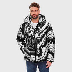 Куртка зимняя мужская Черно-белая абстракция суминагаши, цвет: 3D-черный — фото 2