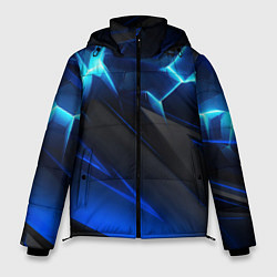 Мужская зимняя куртка Абстракция синяя из градиента и линий
