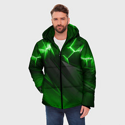 Куртка зимняя мужская Яркая зеленая объемная абстракция, цвет: 3D-красный — фото 2