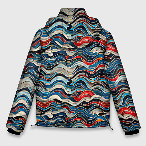 Мужская зимняя куртка Разноцветные абстрактные волны / 3D-Светло-серый – фото 2