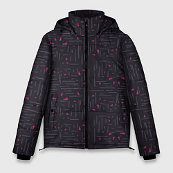 Куртка зимняя мужская Розовые треугольники на темном, цвет: 3D-светло-серый