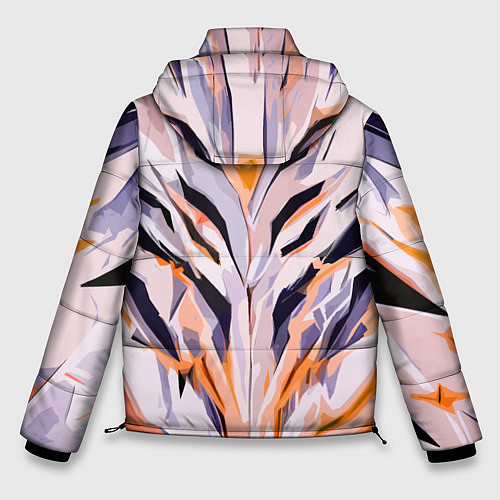 Мужская зимняя куртка Чёрно-бело-оранжевая абстракция / 3D-Светло-серый – фото 2
