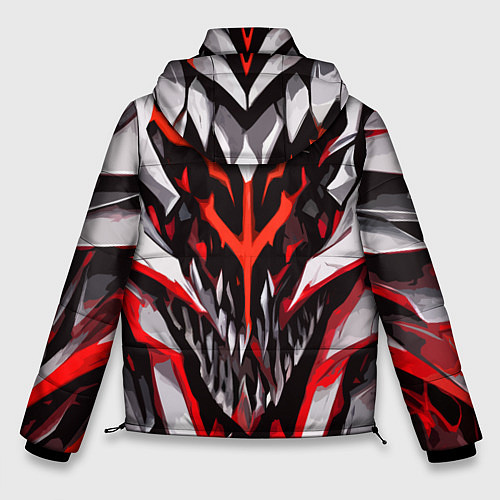 Мужская зимняя куртка Хаотичная красно-белая абстракция / 3D-Светло-серый – фото 2