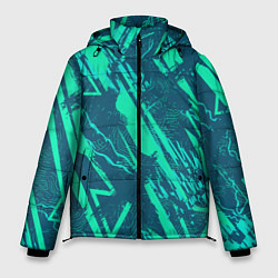 Мужская зимняя куртка Абстракция геометрический светло зеленый паттерн
