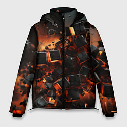 Мужская зимняя куртка Черные кубики во взрыве абстракции