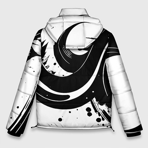 Мужская зимняя куртка Чёрно-белая экспрессивная абстракция / 3D-Светло-серый – фото 2