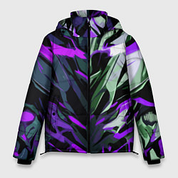 Мужская зимняя куртка Хаотичная чёрно-фиолетово абстракция