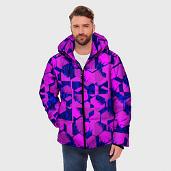 Куртка зимняя мужская Абстракция темно фиолетовый геометрический фон, цвет: 3D-черный — фото 2