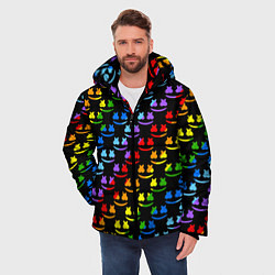 Куртка зимняя мужская Marshmello pattern neon, цвет: 3D-красный — фото 2