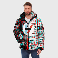 Куртка зимняя мужская Twenty one pilots glitch pattern, цвет: 3D-светло-серый — фото 2