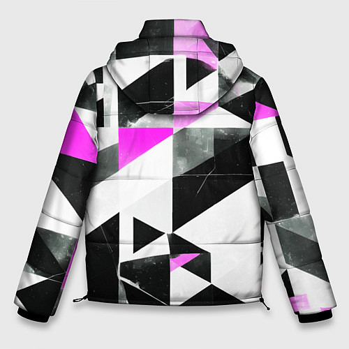 Мужская зимняя куртка Black and pink abstraction on a white background / 3D-Светло-серый – фото 2