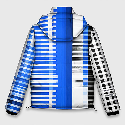 Мужская зимняя куртка White stripes on a black and blue background / 3D-Светло-серый – фото 2