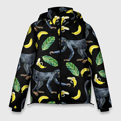 Куртка зимняя мужская Обезьянки и бананы, цвет: 3D-черный