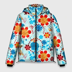 Куртка зимняя мужская Цветочная роспись, цвет: 3D-черный