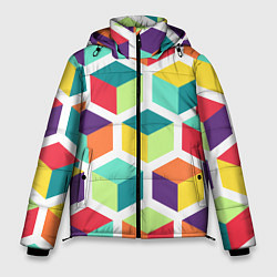 Куртка зимняя мужская 3D кубы, цвет: 3D-черный
