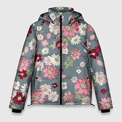Куртка зимняя мужская Цветочки, цвет: 3D-красный