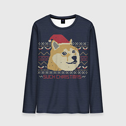 Мужской лонгслив Doge Such Christmas