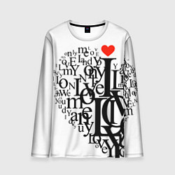 Лонгслив мужской Love - текстовое сердце, цвет: 3D-принт