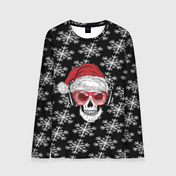 Лонгслив мужской Santa Skull хипстер, цвет: 3D-принт