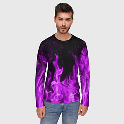 Лонгслив мужской Фиолетовый огонь, цвет: 3D-принт — фото 2