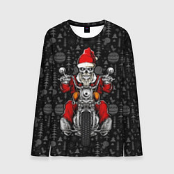 Лонгслив мужской Santa skeleton on a motorcycle, цвет: 3D-принт