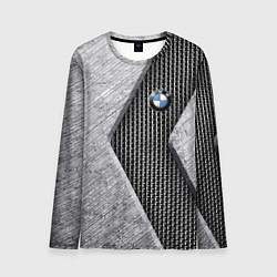 Лонгслив мужской BMW - emblem - metal - texture, цвет: 3D-принт