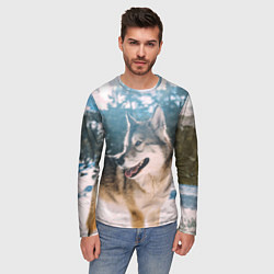 Лонгслив мужской Волк и снег, цвет: 3D-принт — фото 2