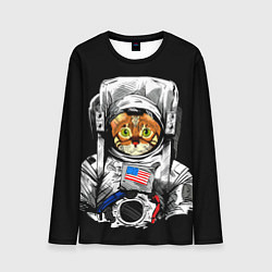 Лонгслив мужской Кот Космонавт США, цвет: 3D-принт