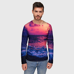 Лонгслив мужской Закат на берегу, цвет: 3D-принт — фото 2