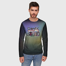 Лонгслив мужской SUICIDE SQUAD 2016 лого металл, цвет: 3D-принт — фото 2
