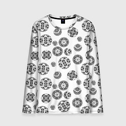 Лонгслив мужской Черно-белый геометрический узор, цвет: 3D-принт
