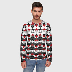 Лонгслив мужской Абстрактный красно-серый узор, цвет: 3D-принт — фото 2