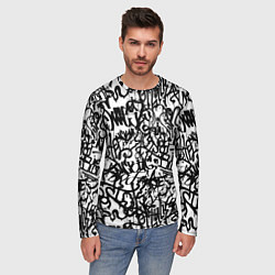 Лонгслив мужской Graffiti black on white, цвет: 3D-принт — фото 2