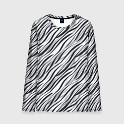 Лонгслив мужской Черно-белый полосатый тигровый, цвет: 3D-принт