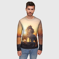 Лонгслив мужской Лошади на закате, цвет: 3D-принт — фото 2