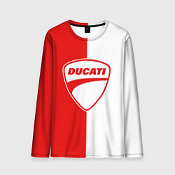 Лонгслив мужской DUCATI WHITE RED STYLE LOGO, цвет: 3D-принт