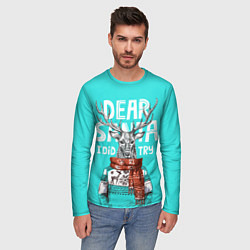 Лонгслив мужской Олень в свитере с оленями, цвет: 3D-принт — фото 2