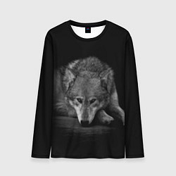 Лонгслив мужской Волк, на черном фоне, цвет: 3D-принт