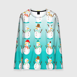 Лонгслив мужской Веселые снеговички узор, цвет: 3D-принт
