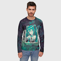 Лонгслив мужской Мику Хацунэ в квадрате , вокалоид, цвет: 3D-принт — фото 2