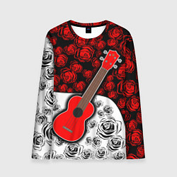Лонгслив мужской Гитара Розы Контраст, цвет: 3D-принт