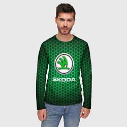 Лонгслив мужской Skoda - Неоновые соты, цвет: 3D-принт — фото 2